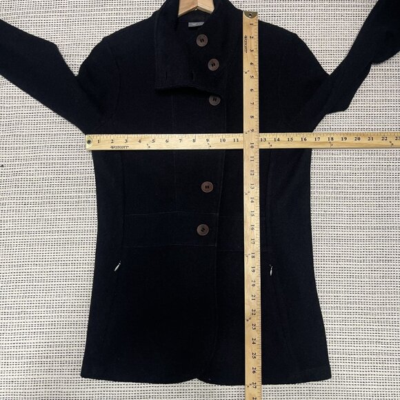 Womens Ibex Wool Jacket Black Size S Made In USA With Button Front & High Collar - Picture 6 of 6